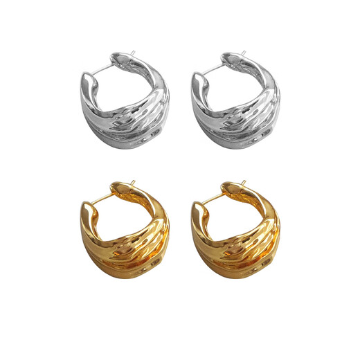 Fat Donglai's same style DL 199818k gold European and American style French retro women's 2024 new ring earrings gold feeling 18K gold plated