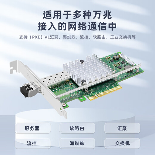 EB-LINK intel 82599 chip PCI-E X8 10G 10G single-port optical fiber network card X520-SR1 with SFP+ multi-mode optical module server network adapter