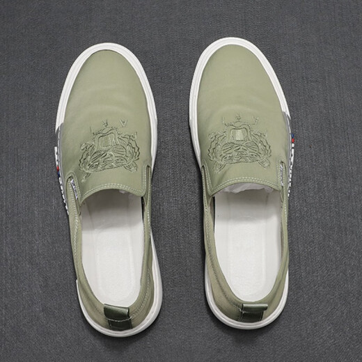 
Monide luxury high-end brand canvas shoes for men with one foot lazy shoes versatile breathable cloth shoes loafer shoes men's trendy shoes white 41