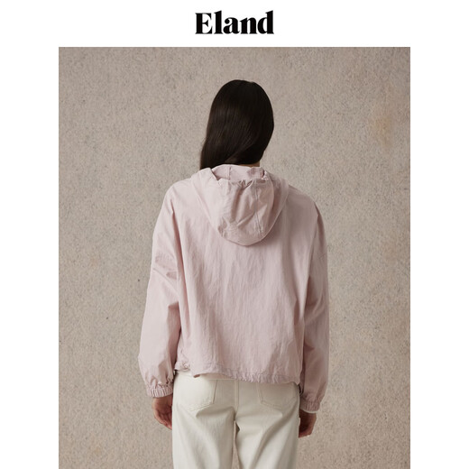 ELAND衣恋短外套女休闲风拉链连帽宽松舒适百搭上衣2025秋季新款 黑色(19)Black M 165