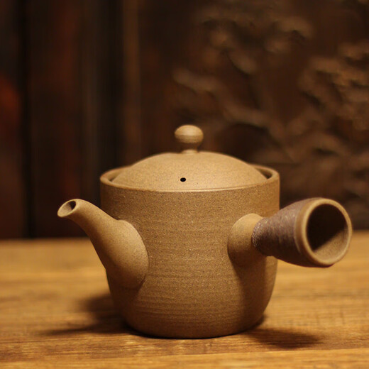理卫家用煮茶烧水纯手拉老岩泥侧把大容量柴烧陶壶日式紫砂容天泡茶壶 松柏木柴烧款12108 701mL(含)-800mL(含)