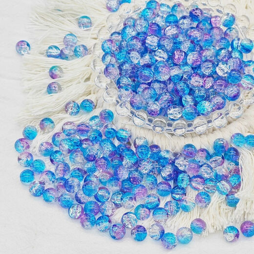 Daiyan glass beads gradient two-color round beads handmade diy bracelet necklace hand string beads loose beads fairy jewelry material 10mm explosion H99 random mixed color 50 pieces + elastic cord one roll