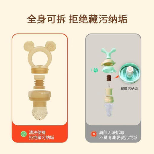 Beyoukang baby bite bag fruit food supplement fruit and vegetable baby teether baby pacifier eating fruit food grade teething artifact bear bite music L code July