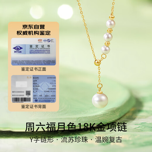Saturday Fortune Yellow 18K Gold Necklace Women's Gold Pearl Pendant Pendant X0613069 40+5cm Birthday Gift