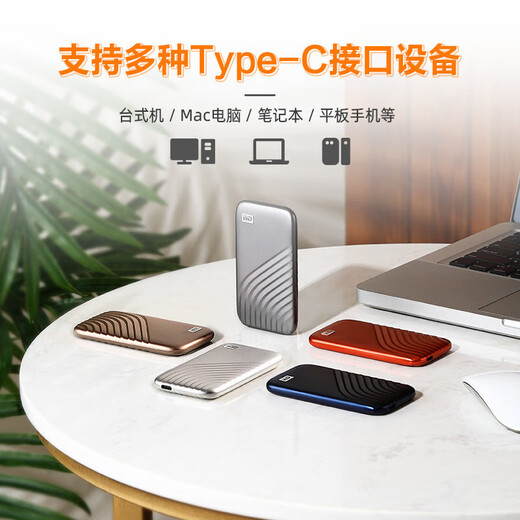 Western Digital (WD) mobile hard disk solid state PSSD type-c interface Xiaobeike mobile phone direct connection laptop external My Passport accompanying Shining silver 1050MB/s 1TB