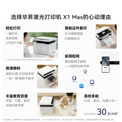Huawei Bisheng X1 Max Printer multifunción Multifunción Integrada Oficina Automática de Doble y Estudiantes Comerciales Impresión, copia, escaneo, impresión de tres en uno/inalámbrica impresión Huawei Bisheng X1 Max Max