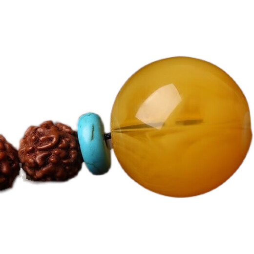 DL 1998 beeswax loose beads single bead round bead chicken oil yellow floating flower old wax single hand string beads second generation optimization full honey chicken oil yellow 20mm 1 piece