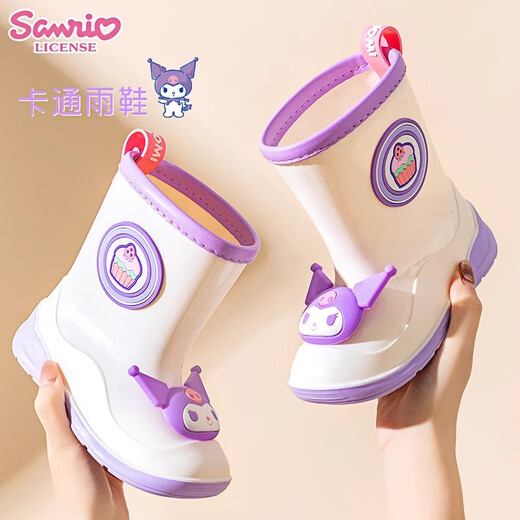 Hello Kitty Kulomi Children's Rain Shoes Girls Rain Boots 2024 New Sanrio Girl Water Shoes Kids Baby Children's Rubber Shoes 2504 Kulomi Inner Length 16.5cm 170