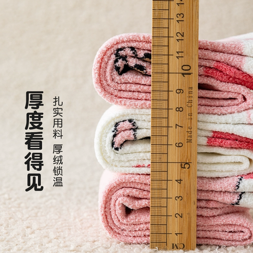 娘宝儿童袜子秋冬季加绒加厚保暖女孩学生卡通小腿袜女童宝宝长筒袜 K723库洛米小腿袜 （加厚） 3双 均 码 均码