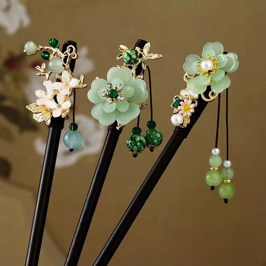 Lexicong wooden hairpin antique Chinese style wooden hairpin Mid-Autumn tassel hairpin simple modern children's Hanfu Hanyancui