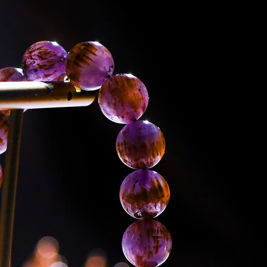 Eternal Symbol Natural Aurora Purple Titanium Crystal Bracelet Aurora 23 Crystal Plate Titanium Crystal for Men and Women Full of Titanium Gold Teeth Purple Red Women's Day Gift Graduation Jewelry Level Gold Teeth Aurora 14mm - Comes with Certificate