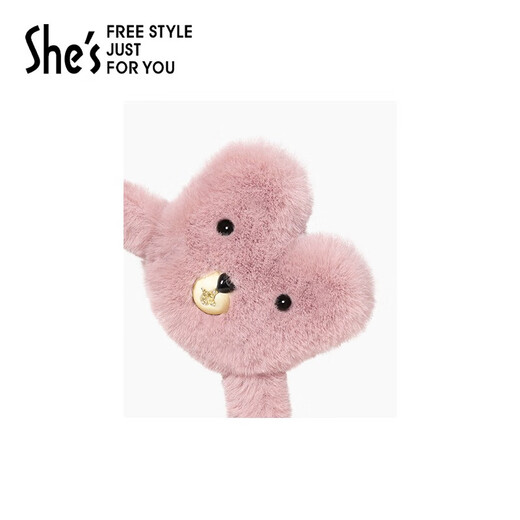 She s Akiko headband imitation fur cute little bear pressed hair headband hairpin hair accessories hairpin birthday gift for girlfriend pink A0