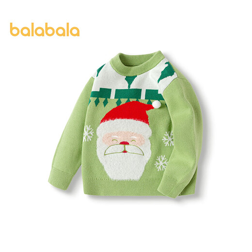 Balabala Kinderkleidung Mädchen Pullover Pullover Herbst und Winter Neue Jungen und Babys Kinder Weihnachtspullover Grüne Ton 00444 100 cm