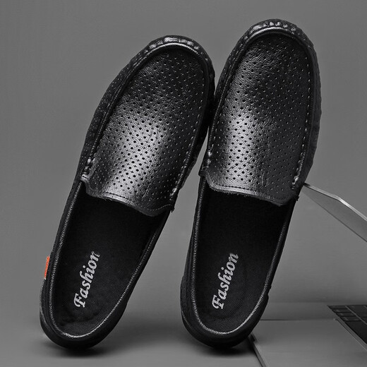 
Qice Doudou shoes men's British fashion lazy driving loafer shoes Internet celebrity soft bottom business formal casual shoes MT9901 black 41