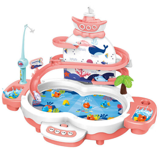 Katio Electric Fishing Platform Toys Educación temprana para niños Baby de uno a dos años 3 niños 6 Girl 'Battery Batter Battersing [Green Dolphin Flying Modelo de tres capas] Pedido el mismo día, traiga más 10 tarjetas de felicitación