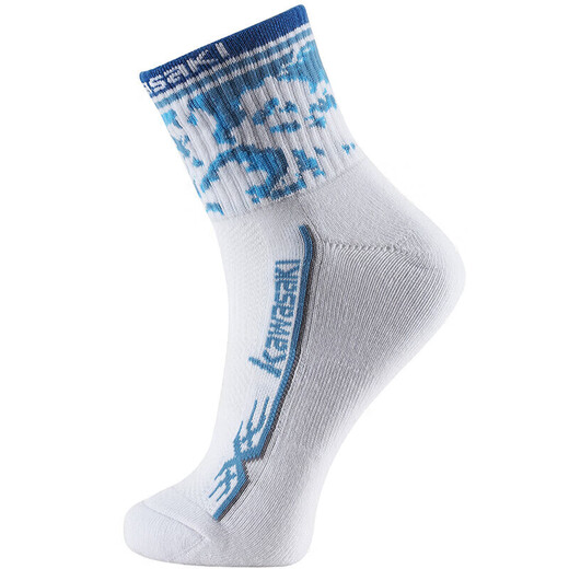 川崎KAWASAKI羽毛球袜运动袜透气防滑加厚毛巾底男款KW-6103蓝色