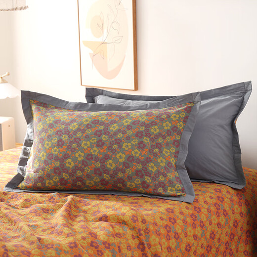 Ruiqin strap pure cotton pair for home use non-slip non-falling cover cotton pillow thickened pillow core liner cover adult flower awareness green pillowcase pair Ruiqin strap pure cotton pair for home use non-slip non-falling cover cotton pillow thickened pillow core liner cover adult flower awareness green pillowcase pair