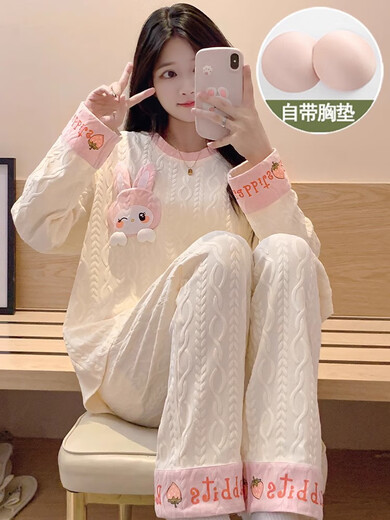 雅鹿睡衣女夏季开衫长袖长裤套装夏天女士2025新款卡通春秋冬款家居服 SSM3884 M [75100斤]