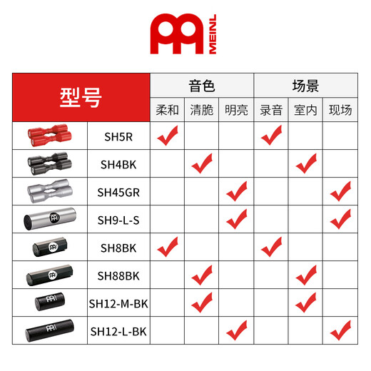 MEINL德国麦尔 沙锤打击乐器专业大号沙筒双排铝制塑料沙桶沙摇槌 SH7-L-BK