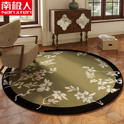 映棠圆形地毯中古风感家用客厅摇椅垫书房转椅卧室复古梳妆台地毯 TB- TB-1283 直径180CM