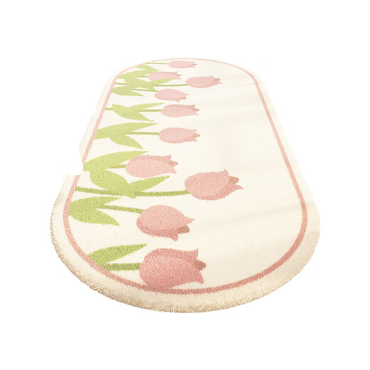 Gu Die Children's Room Bedside Carpet Girl's Bedroom Princess Style Bedside and Bottom Master Bedroom Under the Bed Oval Rabbit Garden Pink Dot Plastic Bottom Lamb Velvet-Oval Oval 60*120cm Selected Fabrics
