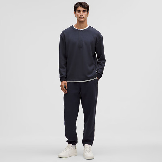 Lululemon丨Softstreme men's super loose long-sleeved henley shirt LM3EQMS night black S