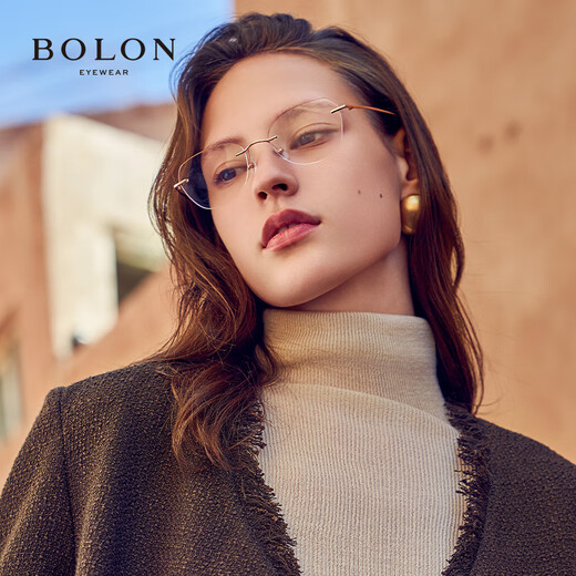 BOLON暴龙眼镜架无框蝶形光学镜β钛近视眼镜框女可配度数BT1592 B30-玫瑰金