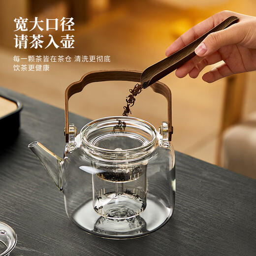 Yipot Tea Teapot Glass Thickened Tea Kettle Set High Temperature Resistant Household Scented Tea Kettle Tea Boiler Electric Ceramic Stove Set Thickened Heat Resistant Transparent Cooking Kettle 1000ml
