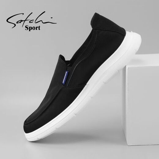 Shachi Sports Summer Breathablese Leedwight Cloth Shouse Мужская обувь с одной пинкой холст-обувь ленивые туфли езда на рабочую повседневную обувь Black S3T641020A 39