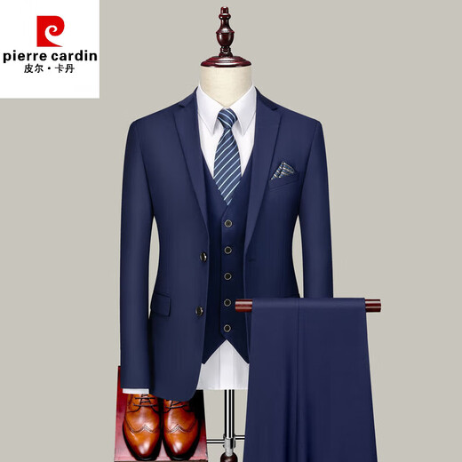 Pierre Cardin thickened velvet suit jacket warm men's suit slim groom wedding business professional formal wear winter pure black plus * velvet top XL 180145-160Jin Jin equals 0.5 kg