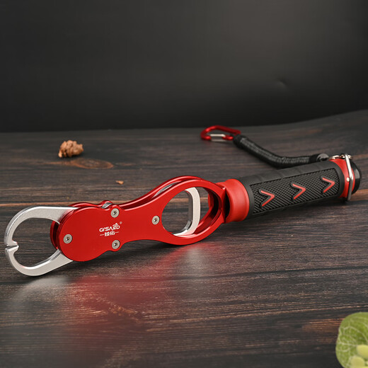 Zhenyou (Grsaed) fish control device with scale to control large objects multi-functional aluminum alloy fish collector clamp fish catch fish control pliers with missed rope Red