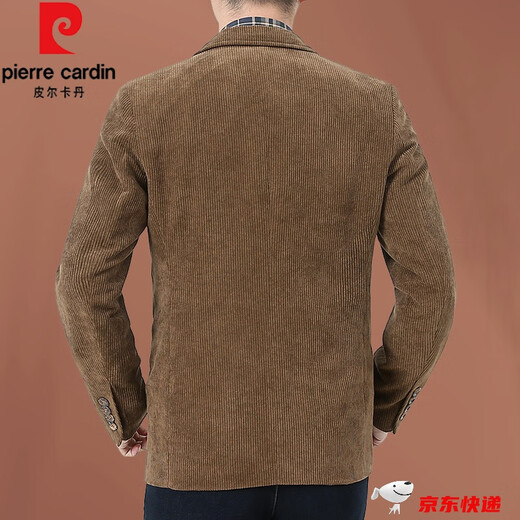 皮尔卡丹（pierre cardin）高档品牌男装 灯芯绒棉西装夹克外套男秋冬季男装感西服咖色小西 橙色 XL