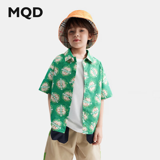 MQD (MQD) MQD children's clothing boys summer printed shirt green fruit pattern trendy full version short-sleeved shirt forest green 140