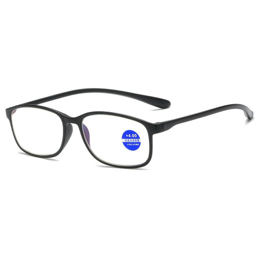 Fashionable and simple full-frame reading glasses HD TR90 light and thin material frame anti-blue light reading glasses Dirun stone black (with box cloth) anti-blue light +400 degrees