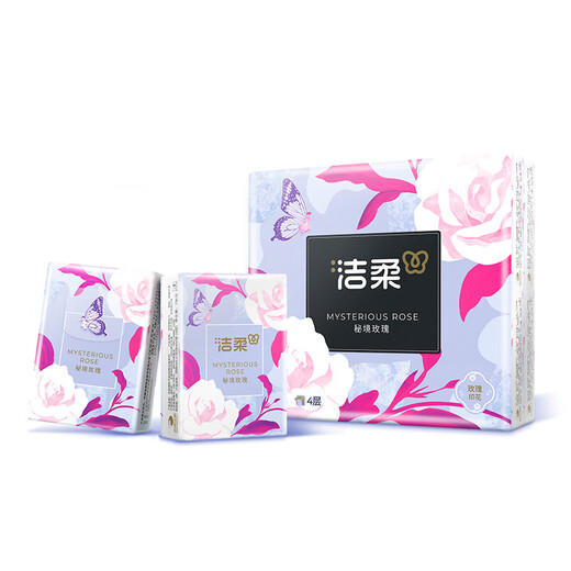 Jierou handkerchief paper secret rose 4 layers 7 pieces * 12 pack rose scented tissue small bag pocket garden premium fragrance