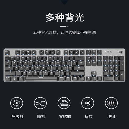 罗技（Logitech） K845机械键盘 有线全尺寸104键背光电竞机械TTC轴办公游戏键盘 台式机笔记本男生女生 K845青轴-紫罗兰