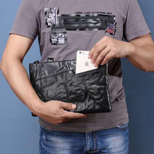 Losbury Herrenhandtasche Neue Mode echte Lederumschlagstasche für Männer Business Casual Clutch Bag für Männer weich