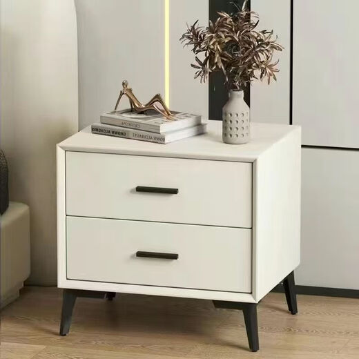 Su Hanfang Massivholz-Nachttisch, heller Luxus, einfacher moderner Leder-Kunst-Aufbewahrungsschrank, Zuhause, Schlafzimmer, Boutique-Schrank, Hotel, fortschrittlicher Aufbewahrungsschrank, hellgrau, 48 cm breit, 40 cm hoch, 47 cm