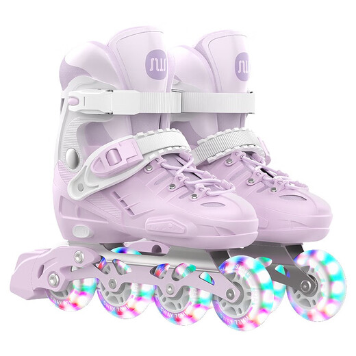 
SWAY roller skates children's skates for boys and girls beginners sets for primary and secondary school roller skates adult straight-row wheels Mo Zi eight-wheel full flash + helmet protective gear + integrated bracket M (suitable for 6-12 years old) Normal shoe size 31-36