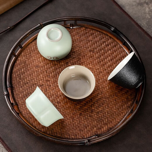 Enshousu Ceramic Kung Fu Tea Cup Set, Purple Clay Tea Cup, Small Tea Bowl, Glass Tea Cup, Household Tea Cup, 6 Pack, Purple Clay Xishi Tea Cup - Pack of 6