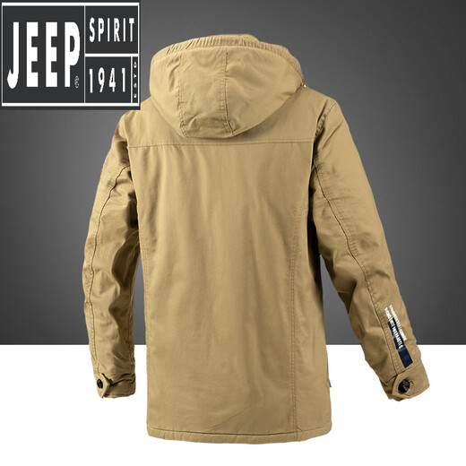 
Jeep (JEEP) pure cotton winter cotton coat men's winter cotton jacket plus velvet thickened jacket cotton tooling black 9832 (added velvet) 3XL