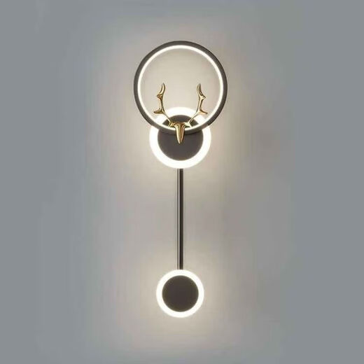 FENGLANQ FENGLANQ golden black wall lamp bedside lamp decorative background wall starry deer head LED new engineering TV wall long acrylic gold three-color dimming