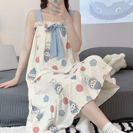 Clolv Kiss CK 100% pur coton Suspendemage de nuit pour femmes en été sweet et mignon pyjamas pour les femmes de style insi