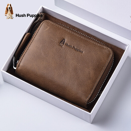 Hush Puppies Bolden Bolsa de cuero genuino para hombres Carpeta de identificación de hombres de la carpeta de identificación para hombres Bolsa de almacenamiento de la tarjeta de presentación del día del padre PAQUEO