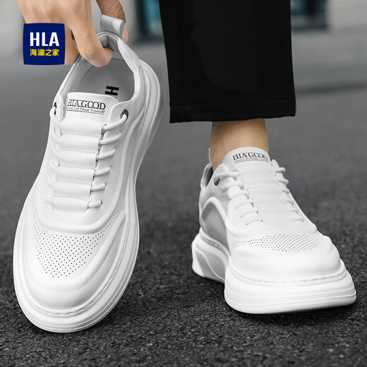海澜之家男鞋秋冬2025新款经典板鞋男小白鞋增高男士运动休闲鞋透气鞋子男 白色 40 【运动码】