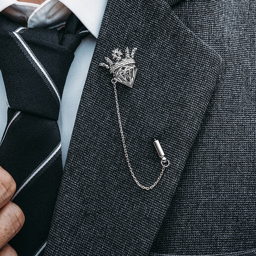Mingyang Decorative Sea MYSH 925 Silver Crown Crown Brooch Men's Suit Shirt High-end Original Design Niche Corsage Pin Button Crown Brooch + Brand Brand Gift Box
