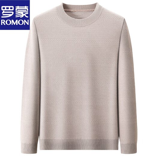 罗蒙（ROMON）新款提套头毛衣男高弹纯色半高领针织衫秋冬修身保暖打底内搭 咖色 M /105
