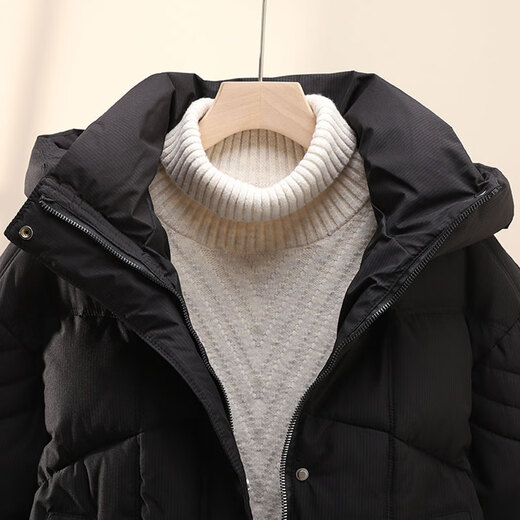 Vêtements d'hiver en coton zimu et en lin pour femmes co-manteau de coton à capuche à la mode et à l'étranger Maillard Coton 6628 Black L (recommandé 115-125 Jin [Jin est égal à 0,5 kg])