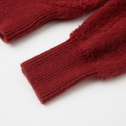 Xiangying New Year's shirt red sweater cardigan women's 2026 spring new style benmingnian small fragrant style sweater top red L