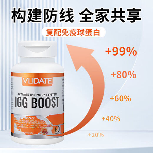 VLIDATE进口牛初乳免疫球蛋白胶囊60粒体虚换季易感皮肤过敏荨麻 3瓶周期装【店长】